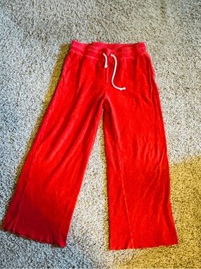 aerie Red Wide-Leg Drawstring Sweatpants small short